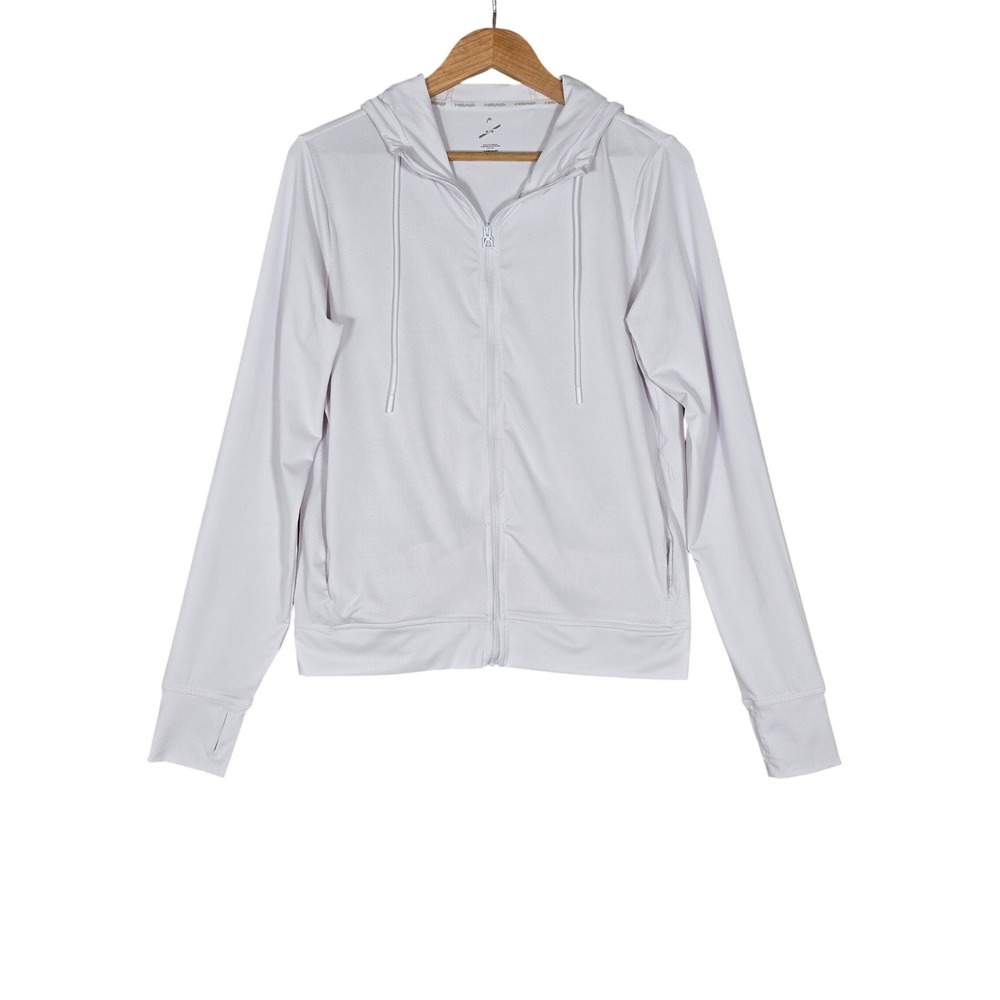 HEAD Women's Activewear Full Zip Hoodie Thumbholes White Medium